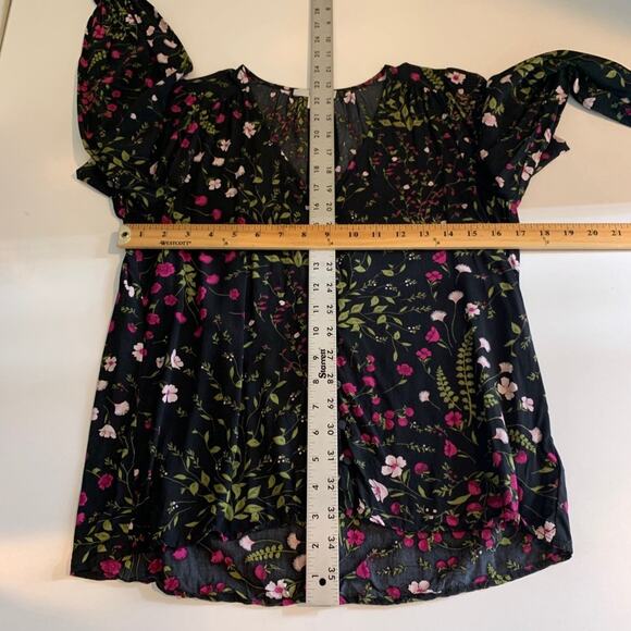 Joie Blouse Womens XS Extra Small Multi Bolona Floral Puff Shoulder Button Front - Picture 7 of 11